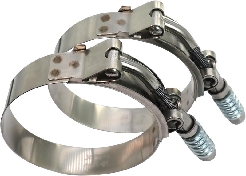 ROADFORMER 2" Heavy Duty T Bolt Hose Clamp Stainless Steel Spring Loaded - Working Range 55mm - 63mm for 2" I.D. Hose with 3mm - 6mm Wall Thickness, Auto-adjusting maintain Constant Tension (55mm - 63mm, 2 Pack) - Image 3
